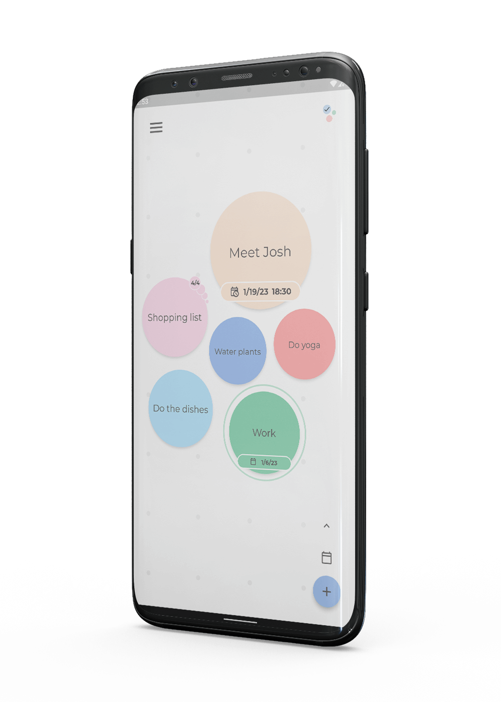 BubbleDo app showcase: basic bubbles layout with different colors and sizes